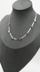 Silver Tinted Hearts Necklace