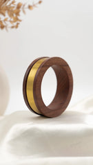 Wood & Gold Stripe Bangle
