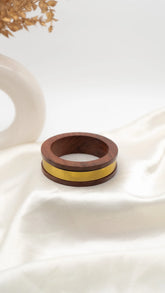Wood & Gold Stripe Bangle