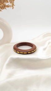 Golden Grid Wooden Bracelet