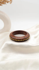 Golden Bead Wooden Bangle (Broad)
