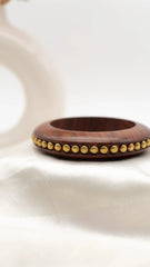 Golden Bead Wooden Bangle (Broad)