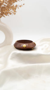 Golden Bold Stud Wooden Bangle