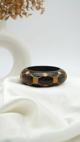 The Sculpted Hex Wooden Bangle