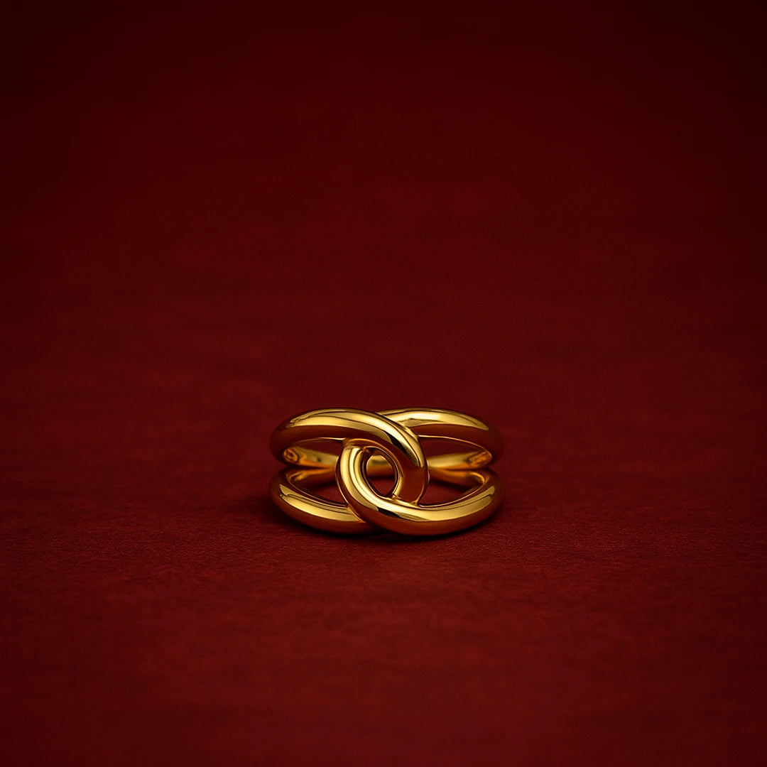 Golden Intertwine Statement Ring