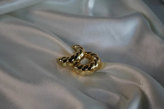 Gold Ripple Hoops Earrings