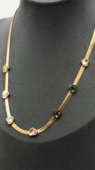 Golden Tinted Hearts Necklace