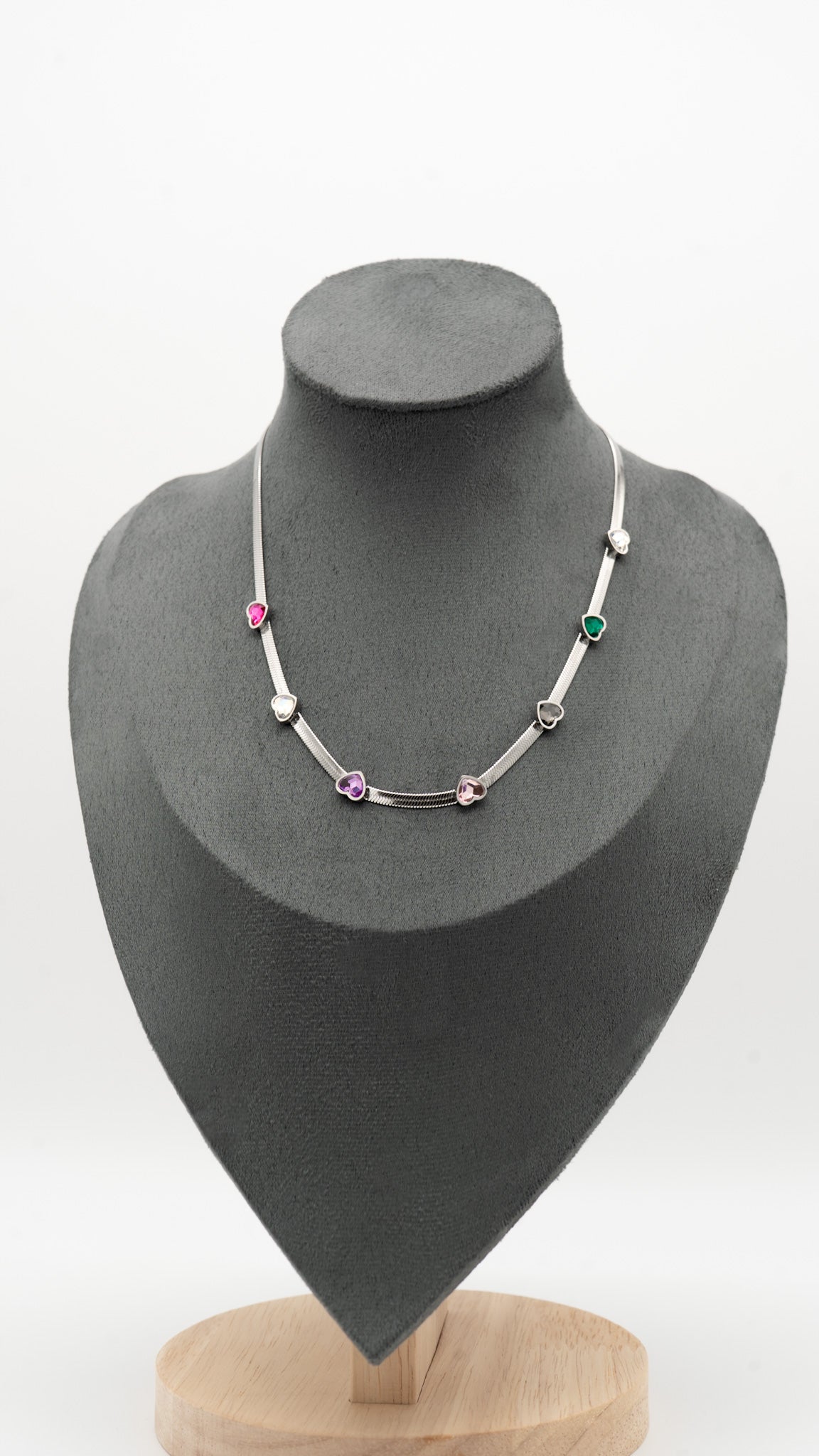 Silver Tinted Hearts Necklace