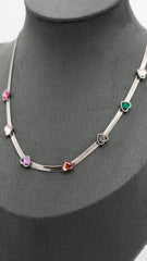 Silver Tinted Hearts Necklace