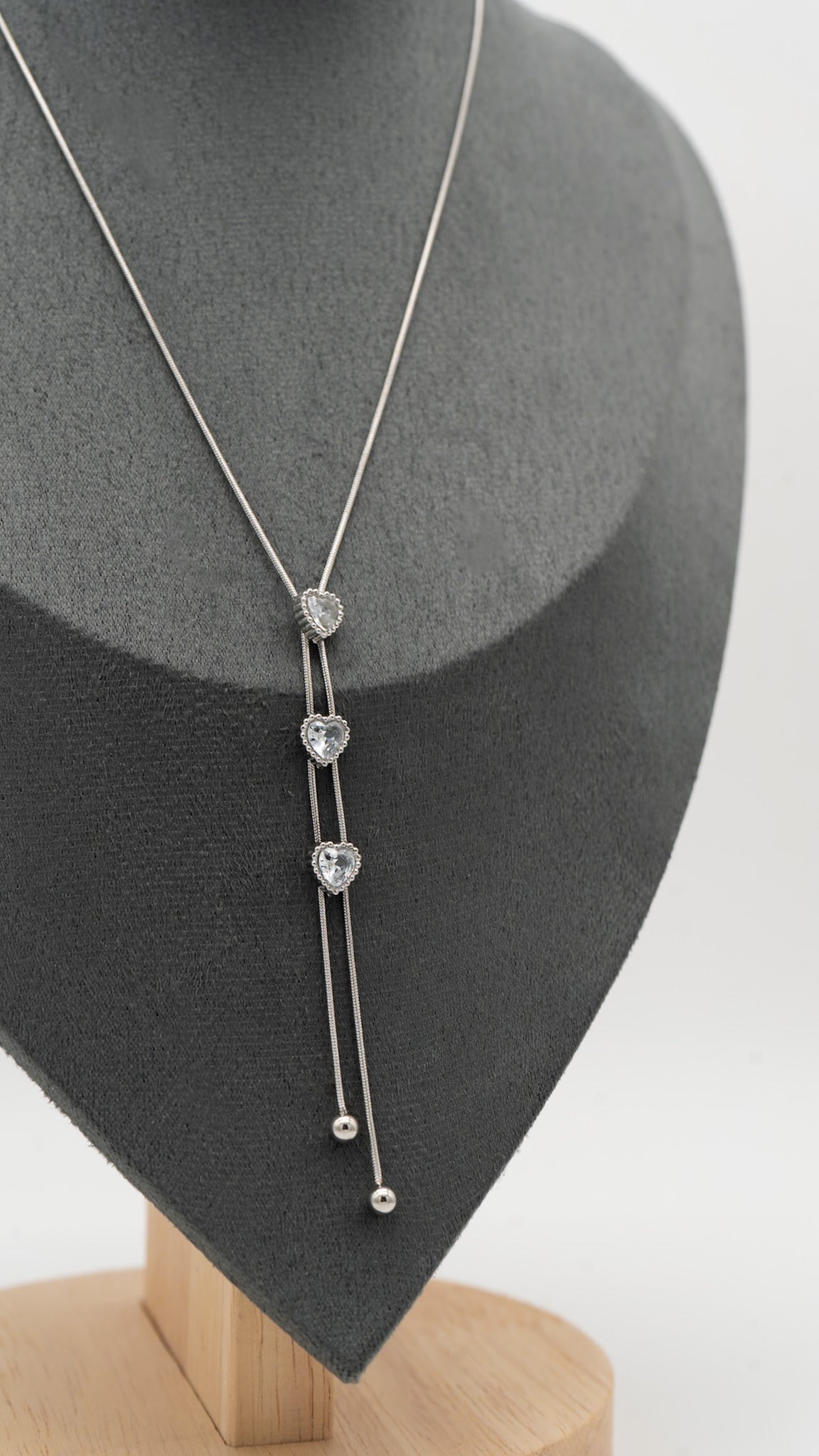 Silver Trilove Lariat Necklace