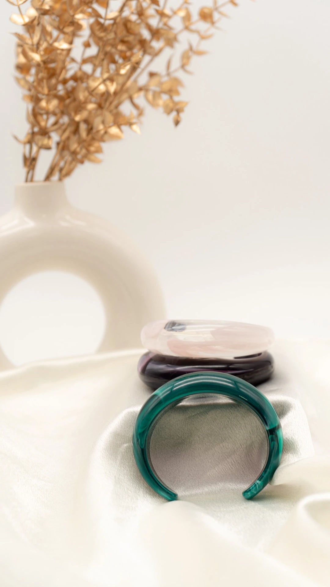 Soft Blush Dome Resin Bangle