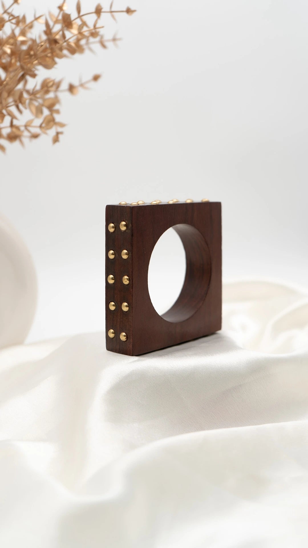 Studded Square Wooden Bangle (Bold)