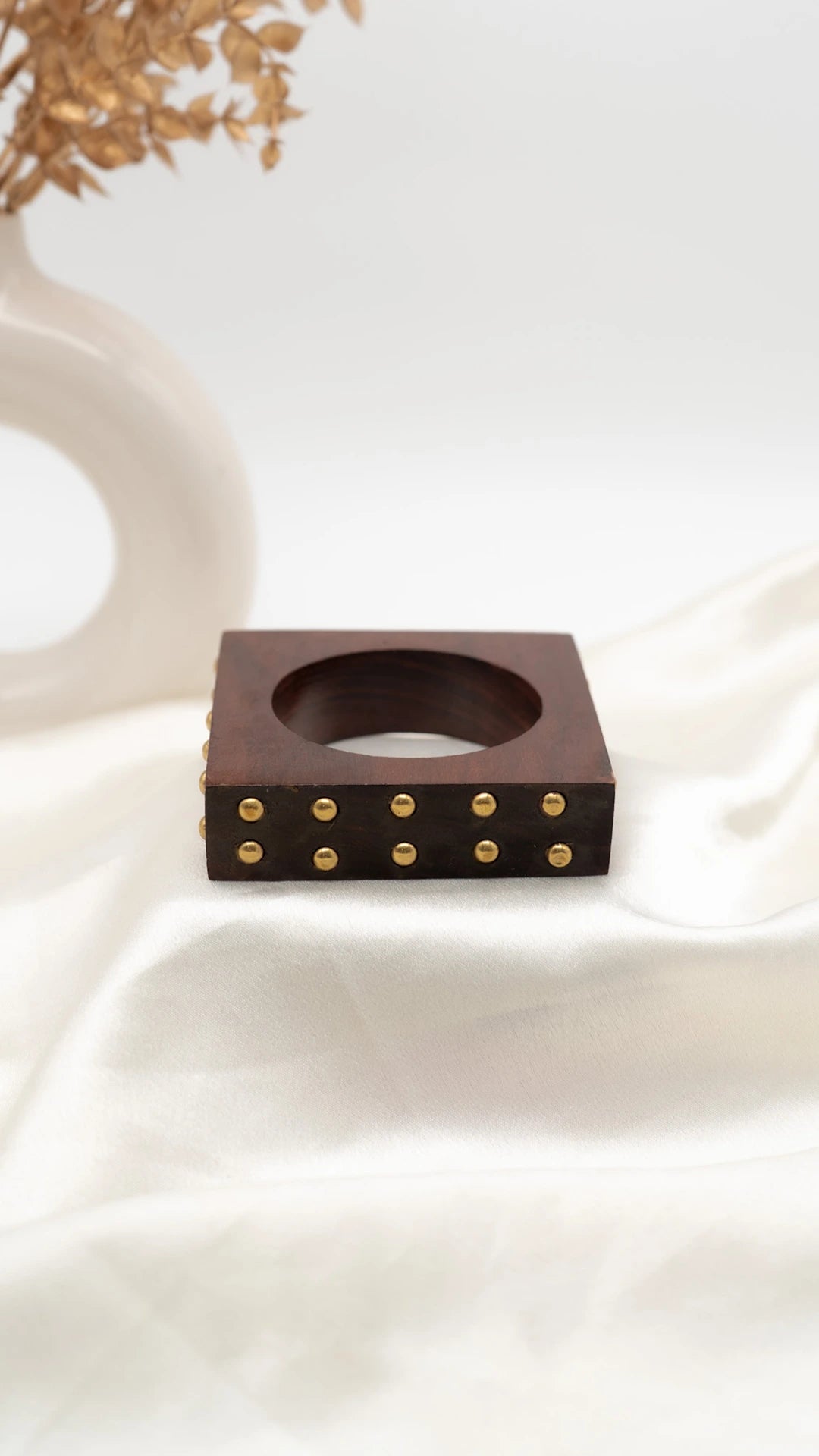 Studded Square Wooden Bangle (Bold)