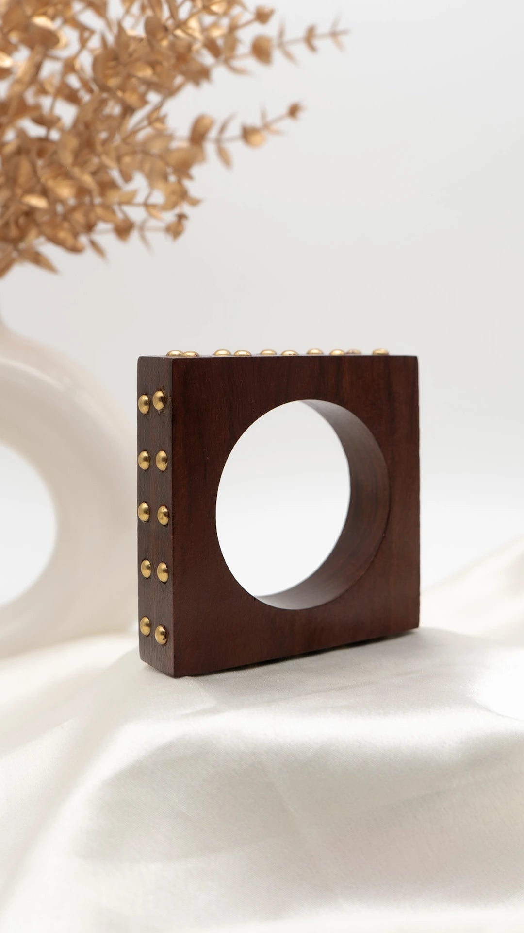 Studded Square Wooden Bangle (Bold)