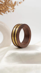 Twin Band Wood & Gold Bangle