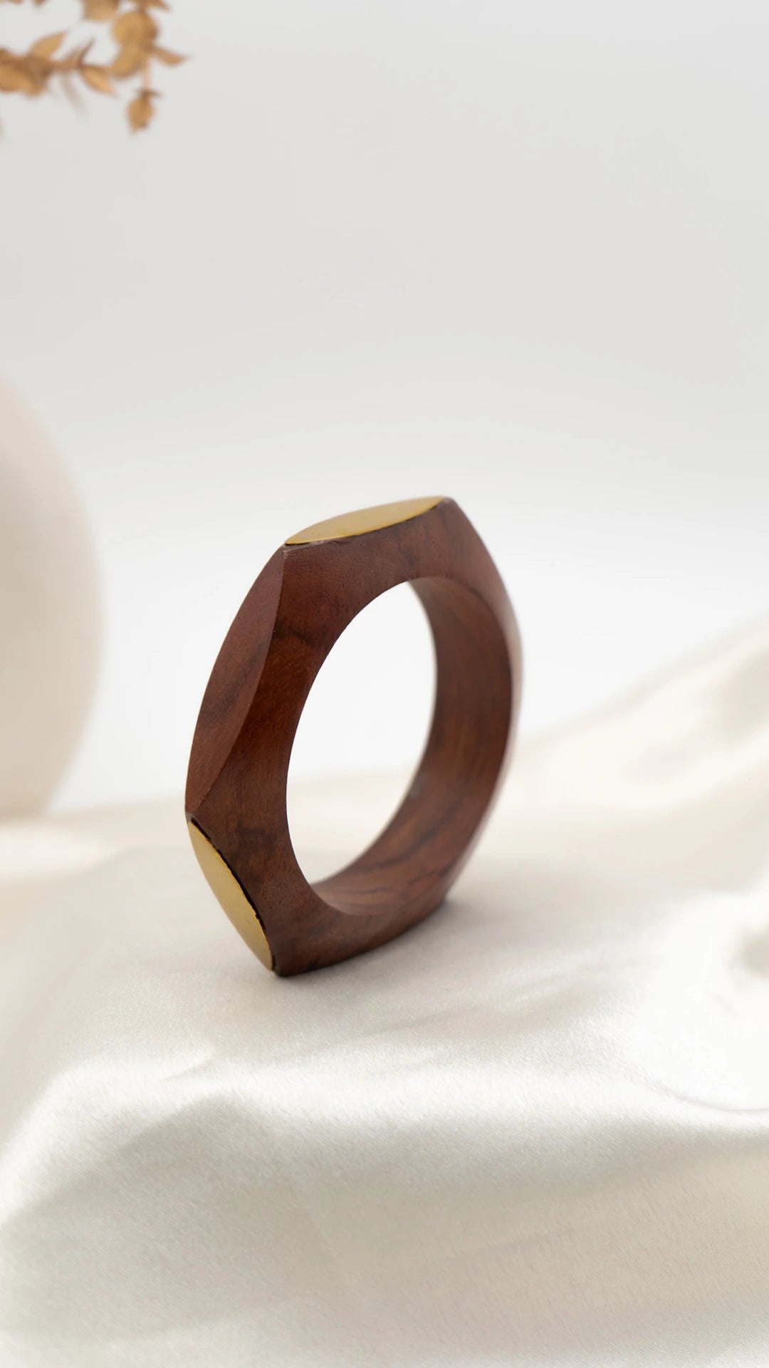 Golden Edge Wooden Bangle