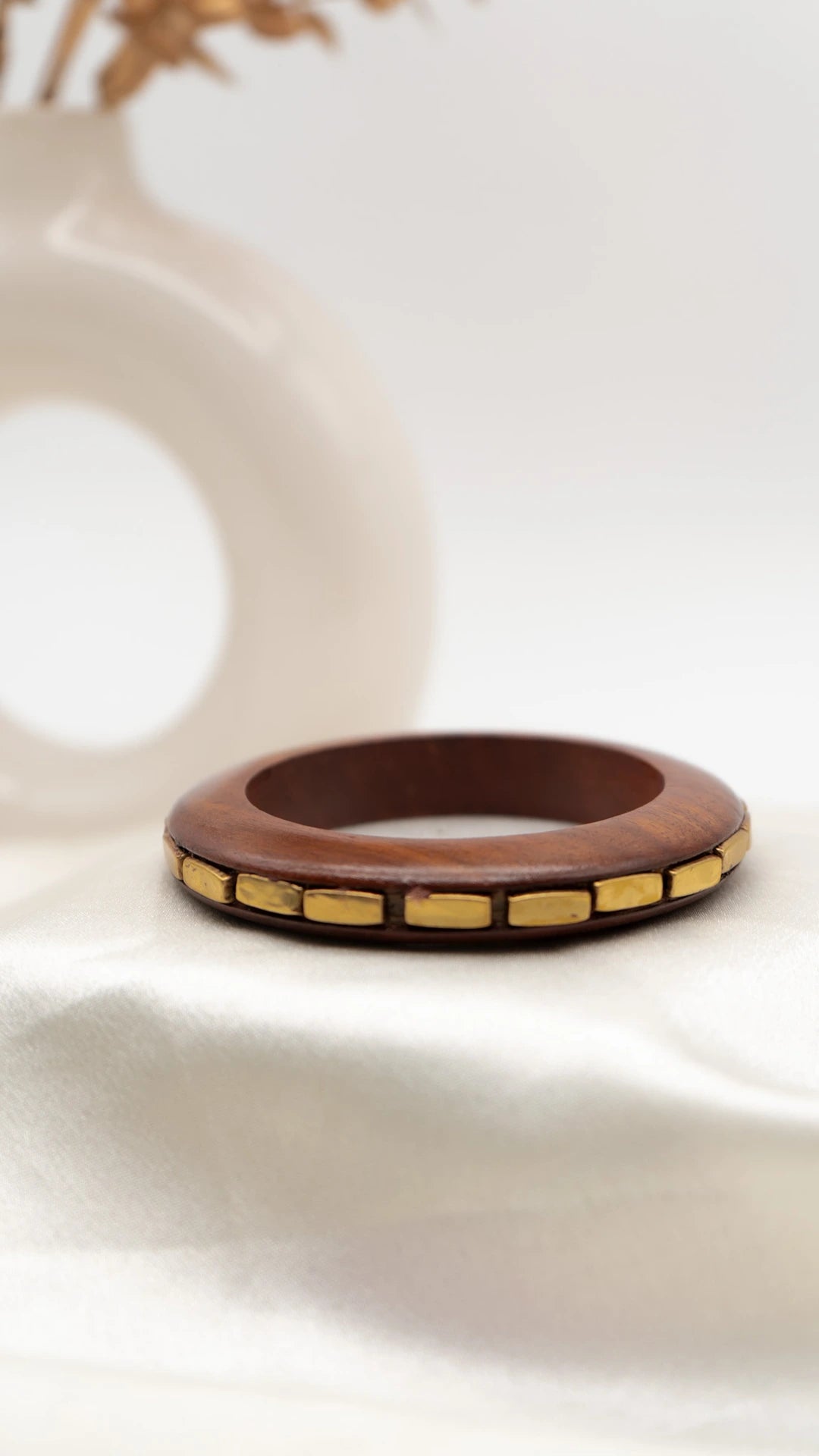 Golden Grid Wooden Bracelet