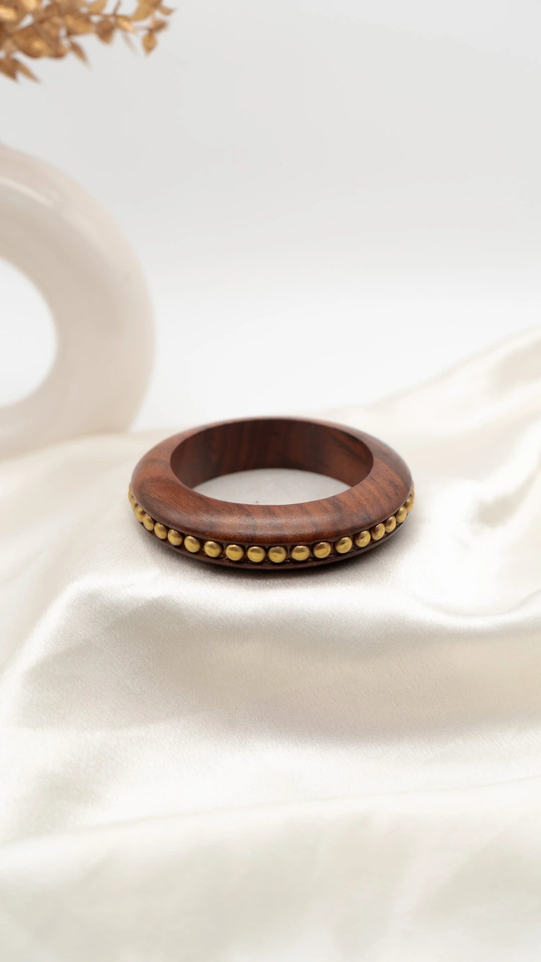 Golden Bead Wooden Bangle