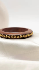 Golden Bead Wooden Bangle (Flat)