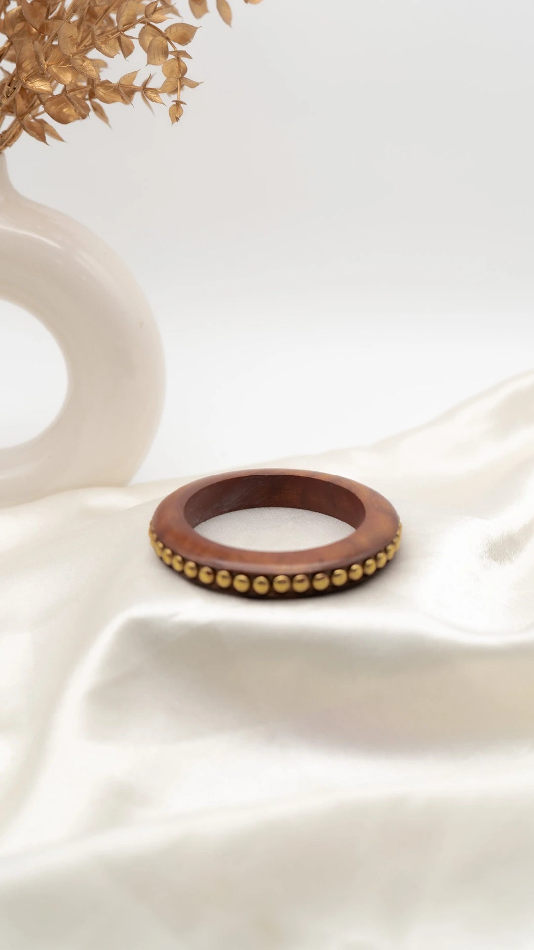 Golden Bead Wooden Bangle