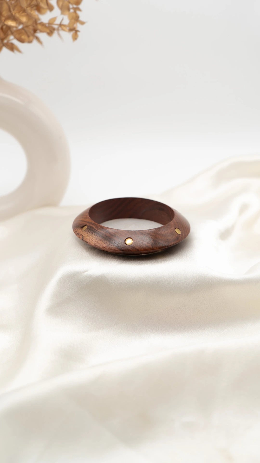 Golden Arc Wooden Bangle