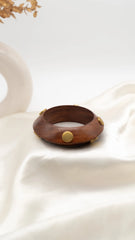 Golden Bold Stud Wooden Bangle