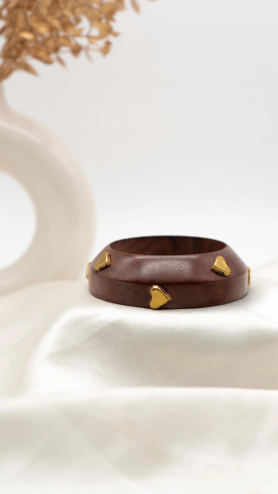 Golden Heart Wooden Bangle