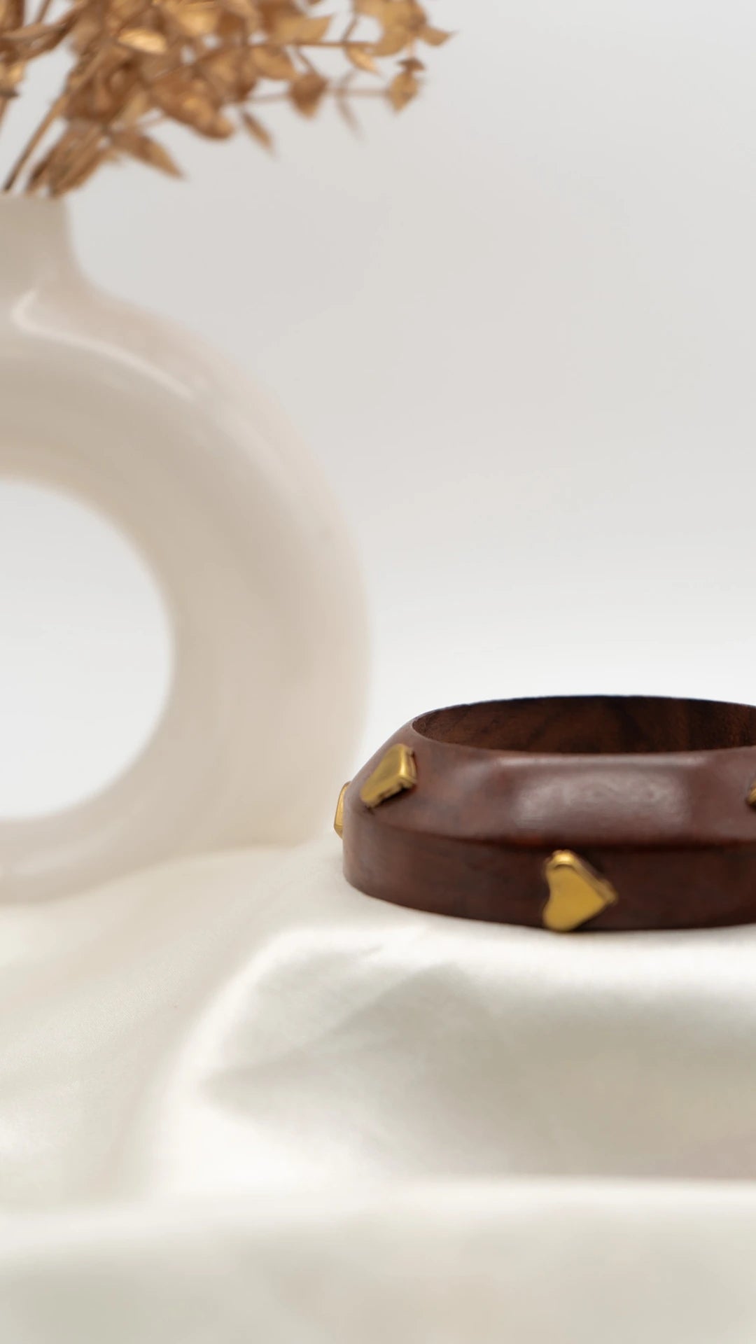 Golden Heart Wooden Bangle