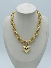 Golden Metallic Heart Necklace