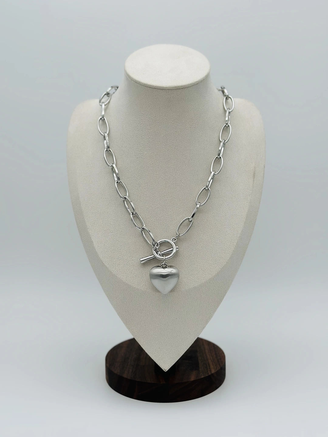 Silver Metallic Heart Necklace