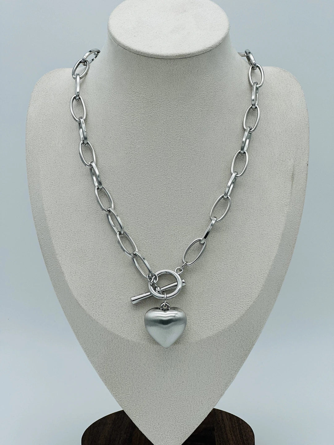 Silver Metallic Heart Necklace