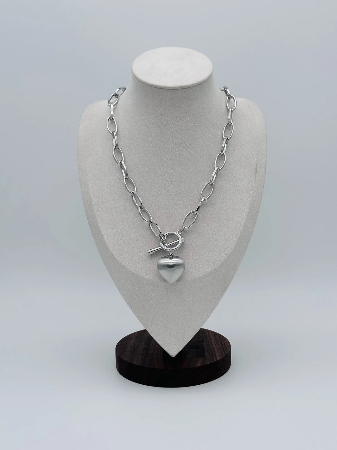 Silver Metallic Heart Necklace