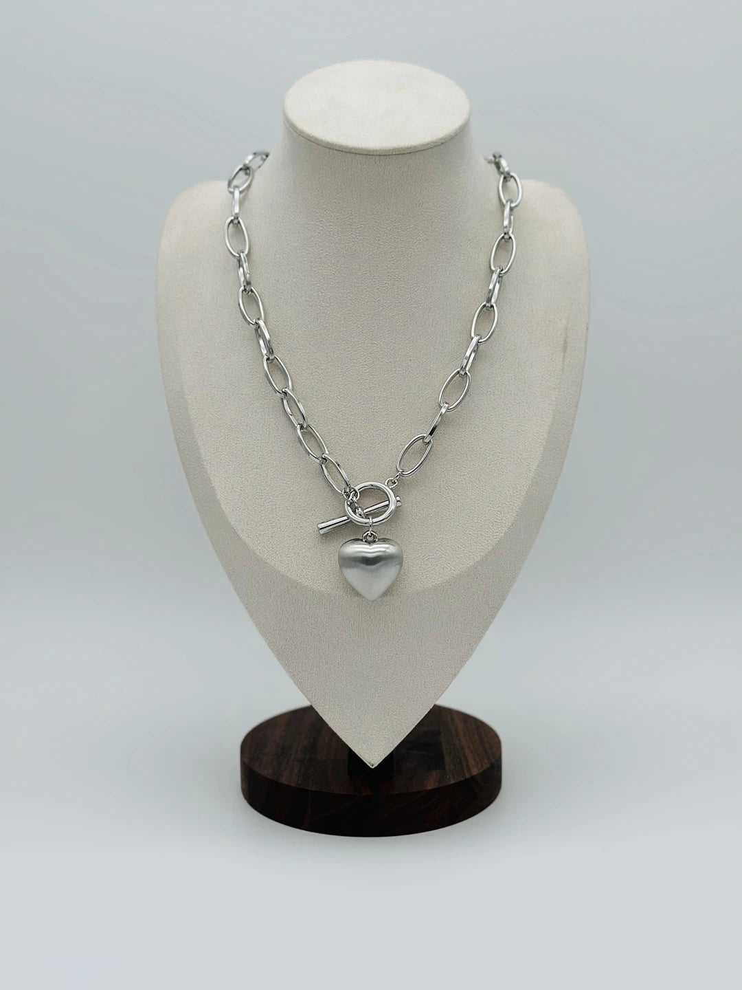 Silver Metallic Heart Necklace