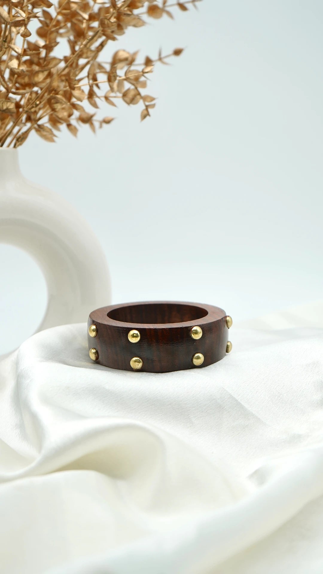 The Golden Stud Wooden Bangle