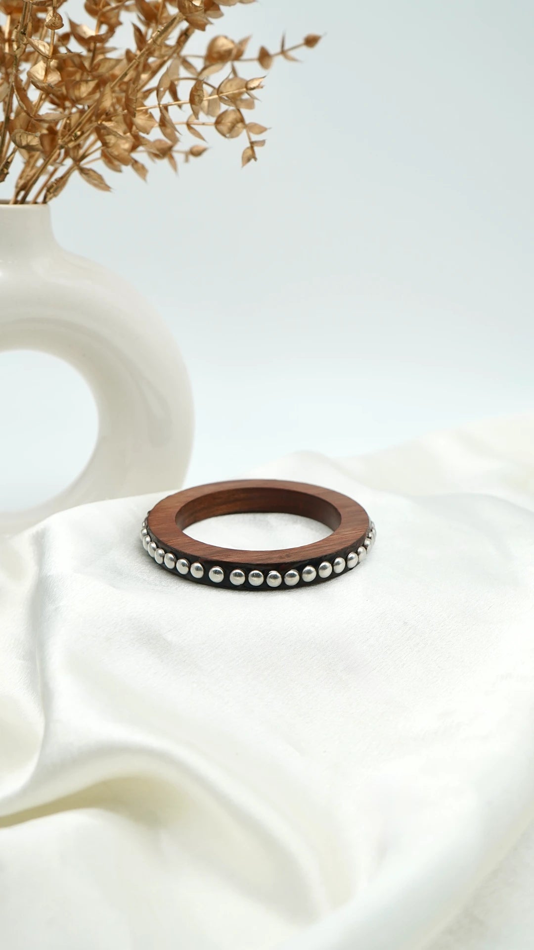 The Silver Bead Wooden Bangle