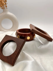 Earthy Golden Stack Wooden Bangle